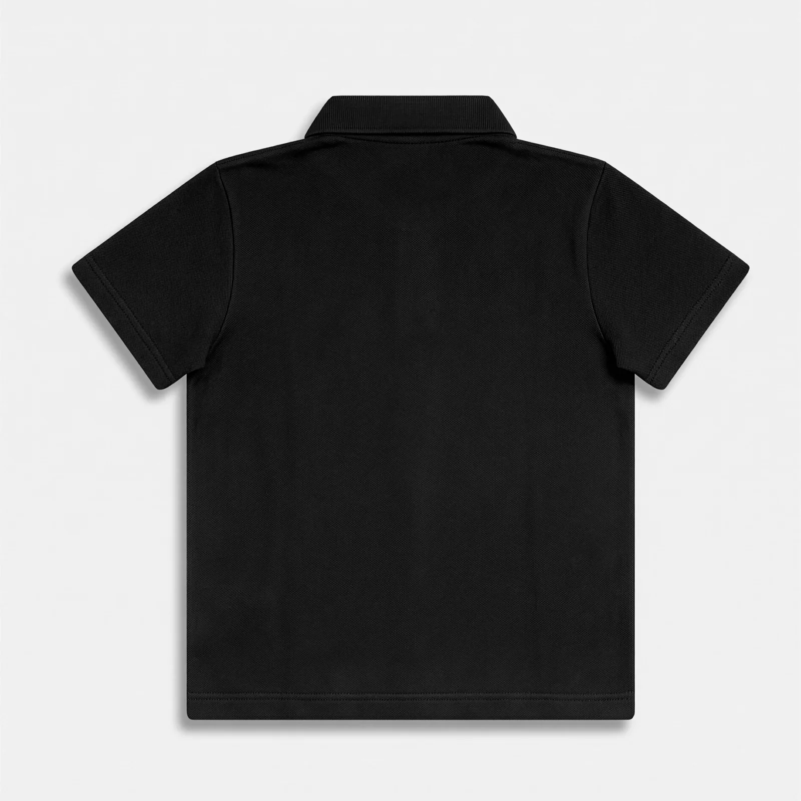 Black Casual Fit Polo laid flat, back