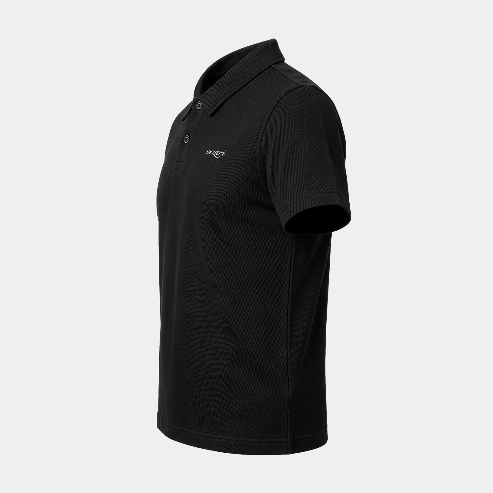 Black Casual Fit Polo, side profile