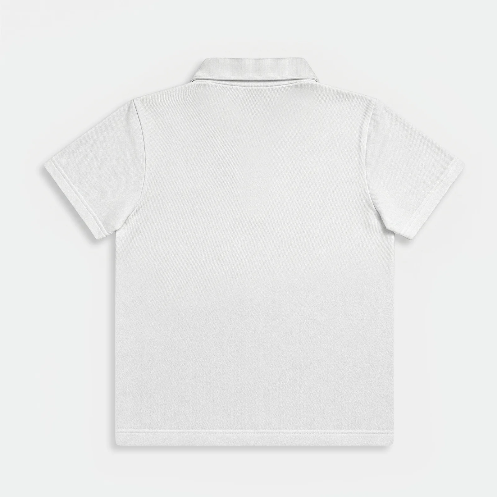 White Casual Fit Polo laid flat, back